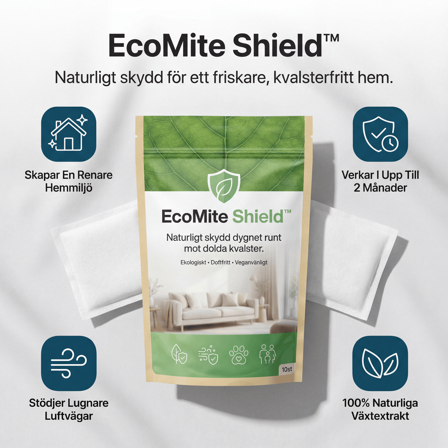 EcoMite Shield™ - Naturligt skydd dygnet runt mot dolda kvalster.